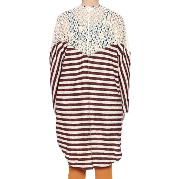 Umgee Womens Open Front Crochet Lace Cardigan Duster Open Front Striped Sz M - Picture 7 of 13